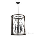 18 Inch Steel Wood Tone Chandelier Light